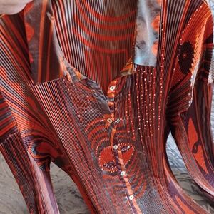 Alberto Makali Orange and Brown Striped Blouse